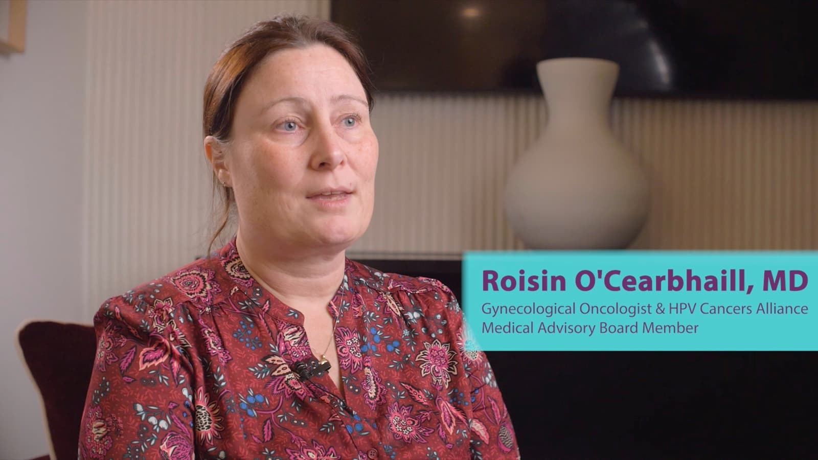Roisin O’Cearbhaill, MD, filmed in conversation for the HPV Cancers Alliance